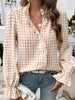 Frill Ruffled Plaid Long Sleeve Shirt