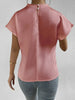 Mock Neck Short Sleeve Blouse