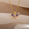 Cute Crystal Butterfly Necklace
