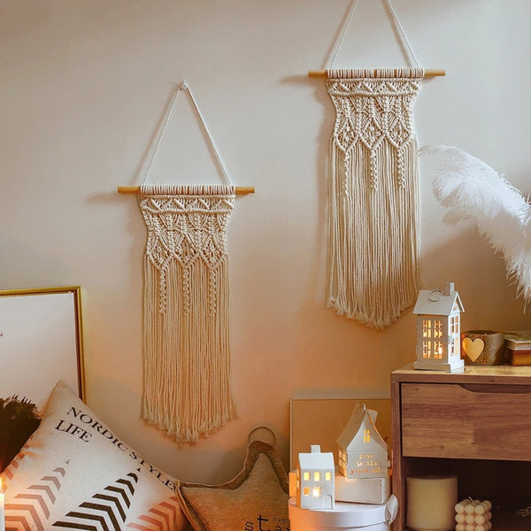 Handmade Woven Macrame Wall Hanging Tapestry Party Wedding Wall Decoration Backdrop Wall Home Living Room Home Decor