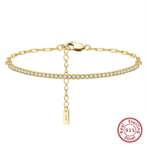 14K Gold Plated Paperclip Tennis Bracelet