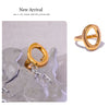 Yhpup Creative Stainless Steel Geometric Hollow Golden Minimalist Ring 2023 Fashion Waterproof Unusual Trendy Textured Jewelry