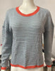 Striped Sweater w/ Pop of Color Trim
