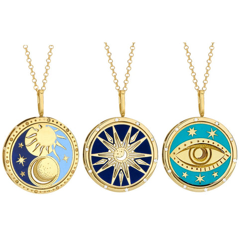 Celestial necklace with graphics