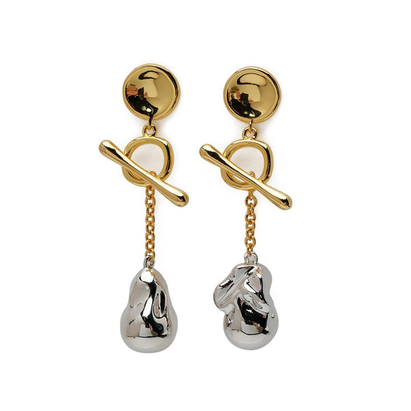 Stylish Metal Baroque Pearl Drop Earrings