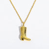 Stainless Steel Gold Western Cowboy Boot Necklace