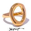 Yhpup Creative Stainless Steel Geometric Hollow Golden Minimalist Ring 2023 Fashion Waterproof Unusual Trendy Textured Jewelry