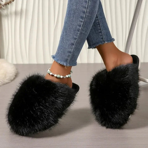 Indoor Faux Fur Slippers for Women