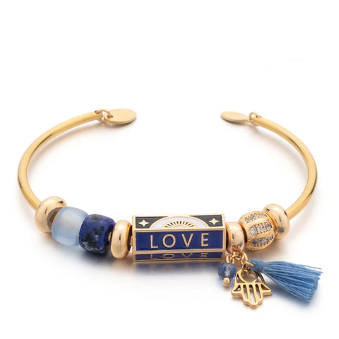 Trendy Engraved Love Charm Bracelet