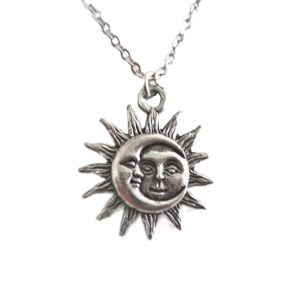 New Sun and Moon Necklace Charm Celestial Jewelry Dainty Love Friendship Soulmate Statement Punk Pendant Gift Fashion Women Men