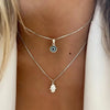 Turkish Lucky Double Layer Palm Evil Eyes Pendant Necklace for Women Micro Paved Rhinestone Eye Clavicle Chains Jewelry Gift