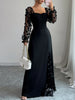 Sweetheart Neck Sheer Sleeve Maxi Dress