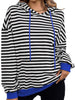 Drawstring Striped Long Sleeve Hoodie