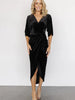 Ruched Surplice Half Sleeve Dress