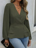 Surplice Balloon Sleeve Blouse