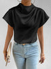 Mock Neck Short Sleeve Blouse