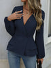 Surplice Balloon Sleeve Blouse