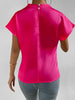 Mock Neck Short Sleeve Blouse