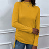 Shiny Drawstring Mock Neck Long Sleeve T-Shirt