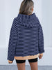 Drawstring Striped Long Sleeve Hoodie