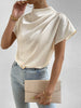 Mock Neck Short Sleeve Blouse