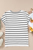 Striped Round Neck Cap Sleeve Knit Top