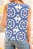 Printed Crew Neck Sleeveless Top