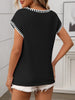 Contrast Trim V-Neck Short Sleeve Knit Top