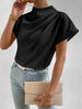 Mock Neck Short Sleeve Blouse