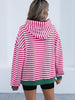 Drawstring Striped Long Sleeve Hoodie