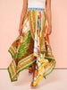 Printed Asymmetrical Hem Maxi Skirt