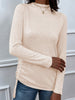 Shiny Drawstring Mock Neck Long Sleeve T-Shirt