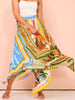 Printed Asymmetrical Hem Maxi Skirt