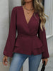 Surplice Balloon Sleeve Blouse