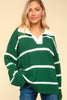 Haptics Collared Neck Striped Contrast Sweater