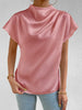 Mock Neck Short Sleeve Blouse