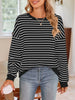 Striped Round Neck Long Sleeve Sweatshirt