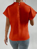 Mock Neck Short Sleeve Blouse