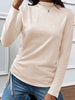 Shiny Drawstring Mock Neck Long Sleeve T-Shirt