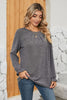 Ruched Round Neck Flounce Sleeve T-Shirt