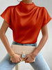 Mock Neck Short Sleeve Blouse