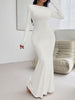 Backless Round Neck Long Sleeve Maxi Dress