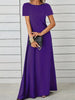 Full Size Round Neck Short Sleeve A-Line Maxi Dress Plus Size