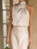 Asymmetrical Ruched Sleeveless Midi Dress