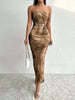 Printed Side Slit Tube Dress