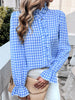 Frill Ruffled Plaid Long Sleeve Shirt