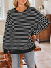 Striped Round Neck Long Sleeve Sweatshirt