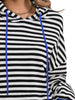 Drawstring Striped Long Sleeve Hoodie