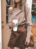 Full Size Single Shoulder Ribbed Knit Top Plus Size