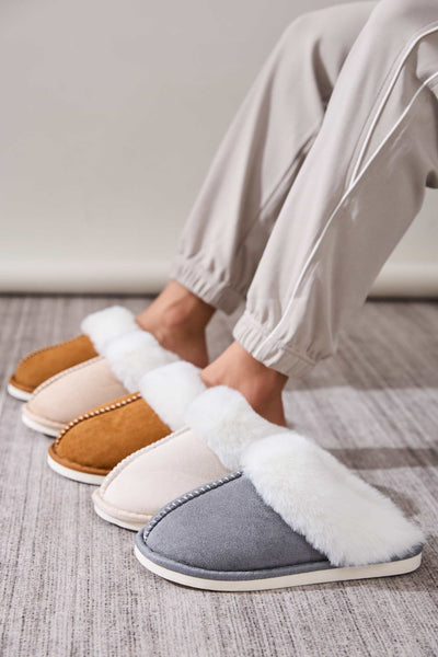 Faux Fur Round Toe Slippers